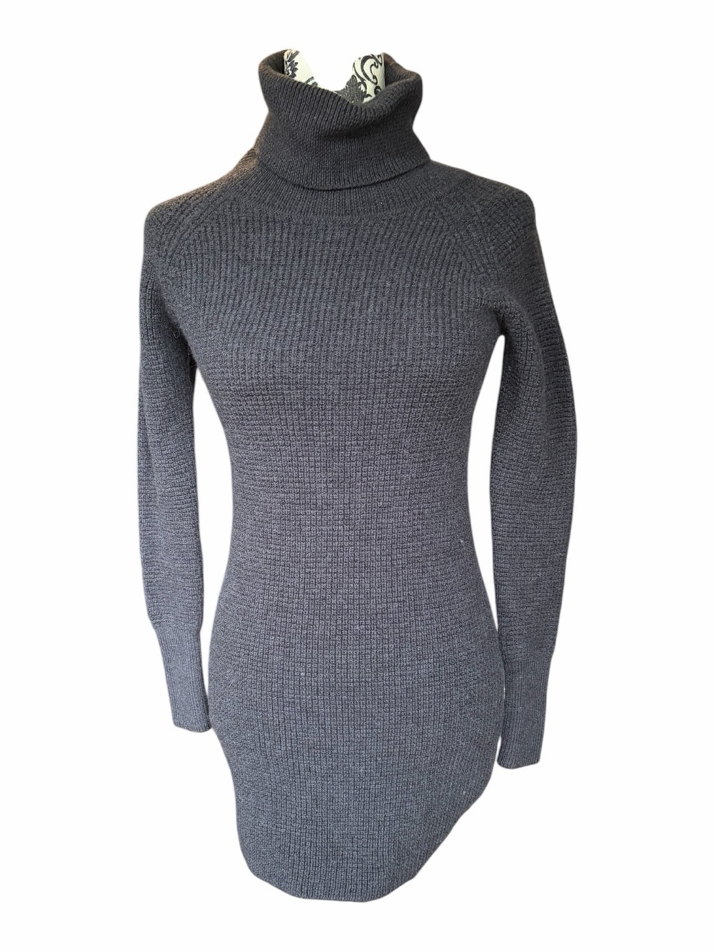 Wilfred Charcoal Gray Ribbed Turtleneck Tunic/Sweater Fits XS